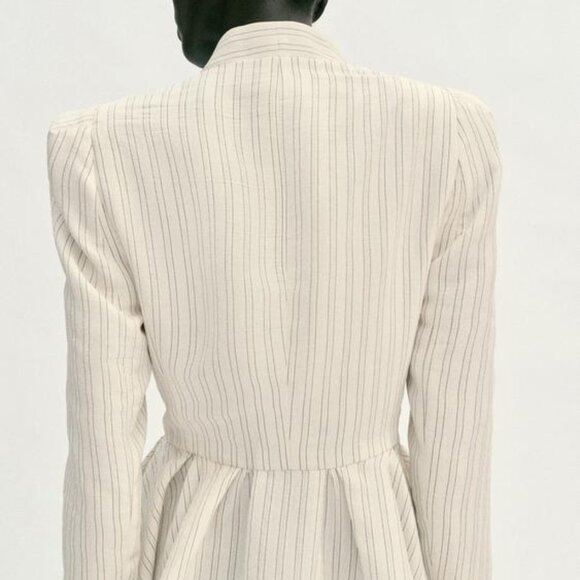 ZARA STRIPED PEPLUM BLAZER - Picture 9 of 11